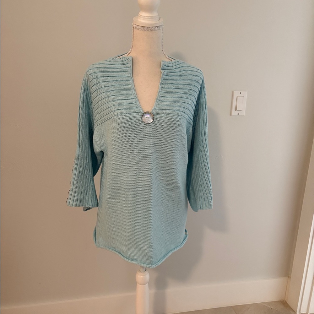 Light Blue Pure 100% Cotton Women's Sweater